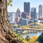 Arborist inspecting damaged tree roots and compacted soil in Pittsburgh